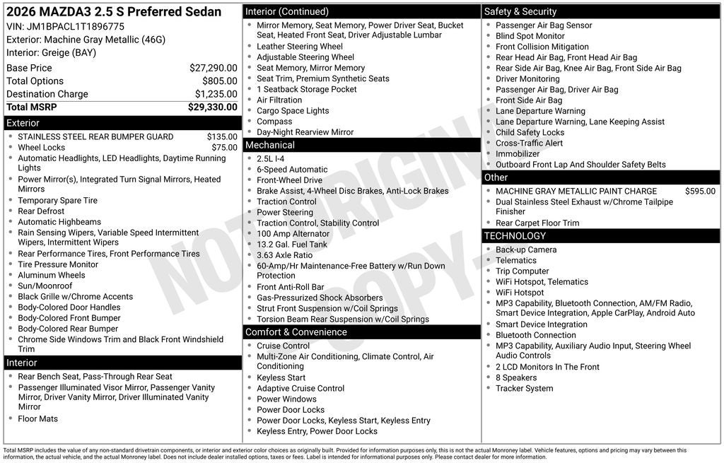 2026 Mazda Mazda3 Sedan 2.5 S Preferred