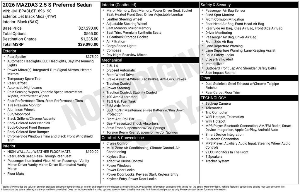2026 Mazda Mazda3 Sedan 2.5 S Preferred