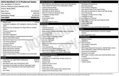 2026 Mazda Mazda3 Sedan 2.5 S Preferred