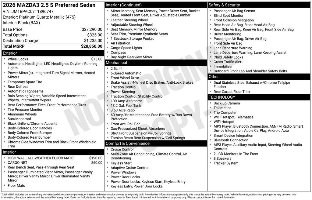 2026 Mazda Mazda3 Sedan 2.5 S Preferred