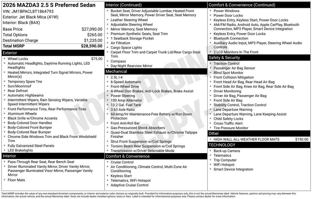 2026 Mazda Mazda3 Sedan 2.5 S Preferred