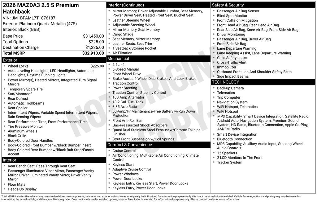 2026 Mazda Mazda3 Hatchback 2.5 S Premium