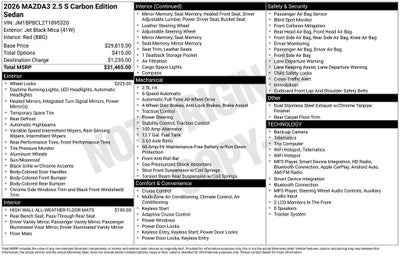 2026 Mazda Mazda3 Sedan 2.5 S Carbon Edition AWD