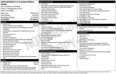 2026 Mazda Mazda3 Sedan 2.5 S Carbon Edition AWD