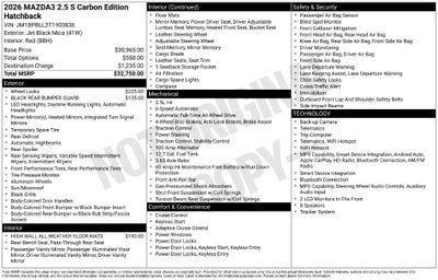 2026 Mazda Mazda3 Hatchback 2.5 S Carbon Edition AWD