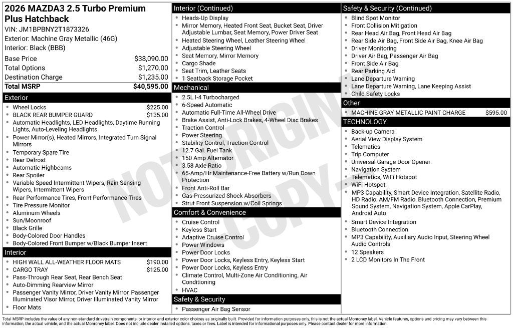 2026 Mazda Mazda3 Hatchback 2.5 Turbo Premium Plus AWD