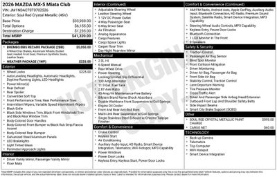 2026 Mazda Mazda MX-5 Miata Club