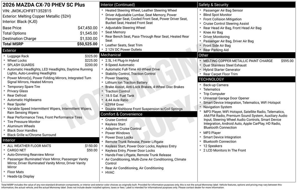 2026 Mazda Mazda CX-70 PHEV SC Plus