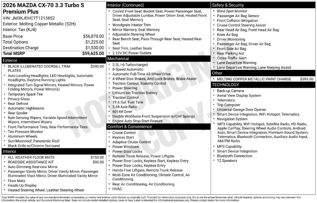 2026 Mazda Mazda CX-70 3.3 Turbo S Premium Plus