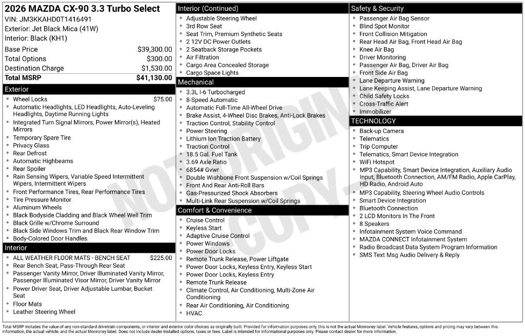 2026 Mazda Mazda CX-90 3.3 Turbo Select AWD
