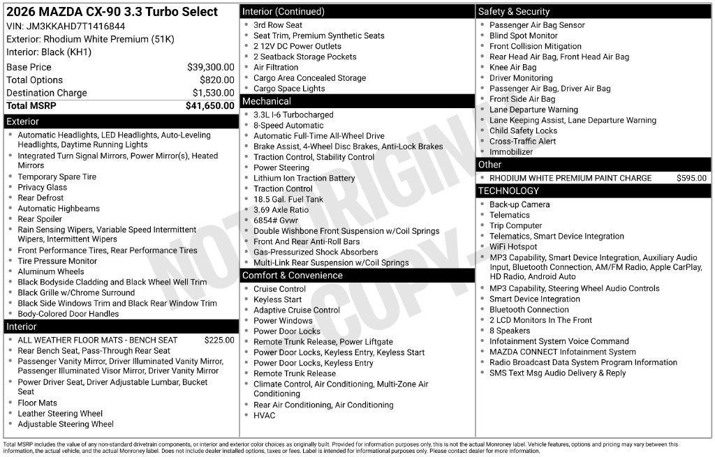 2026 Mazda Mazda CX-90 3.3 Turbo Select AWD
