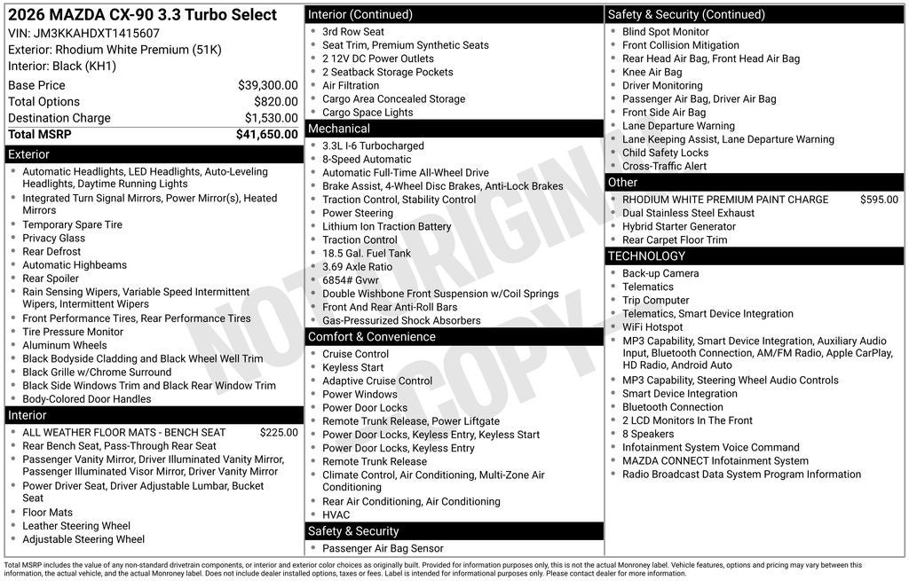 2026 Mazda Mazda CX-90 3.3 Turbo Select AWD