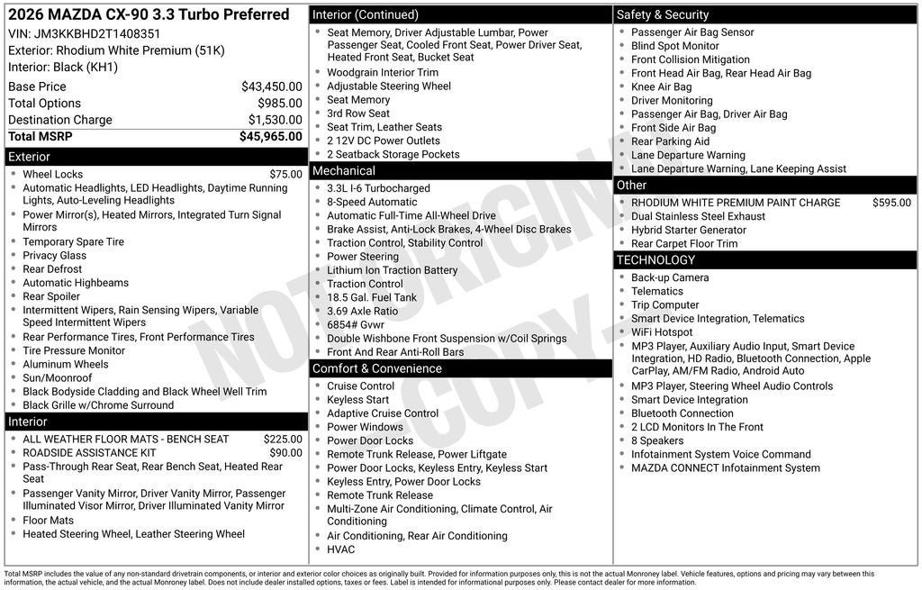2026 Mazda Mazda CX-90 3.3 Turbo Preferred AWD