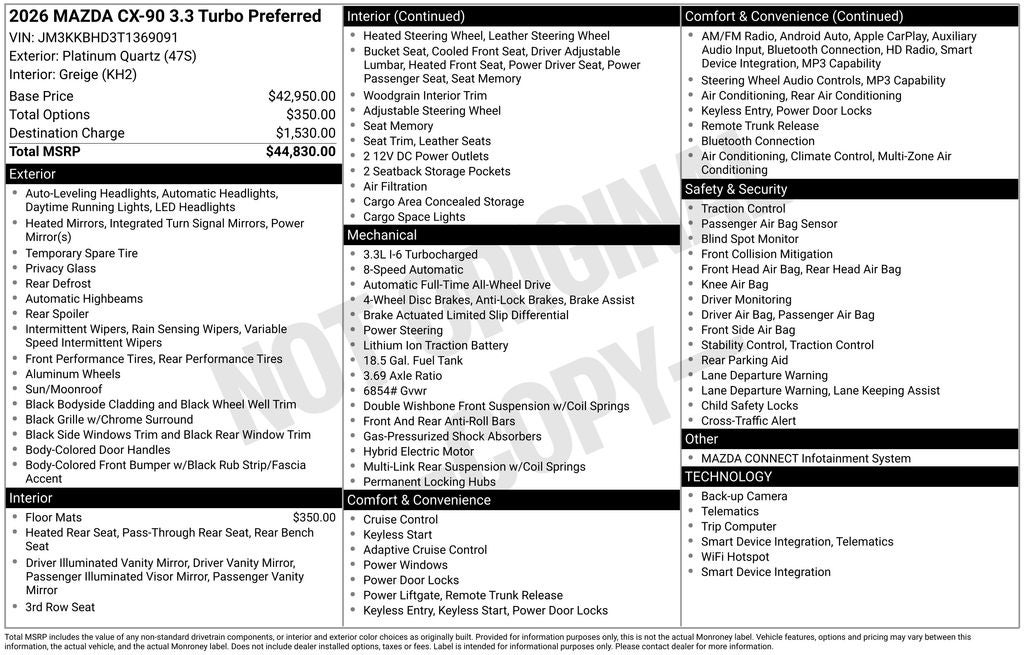 2026 Mazda Mazda CX-90 3.3 Turbo Preferred AWD