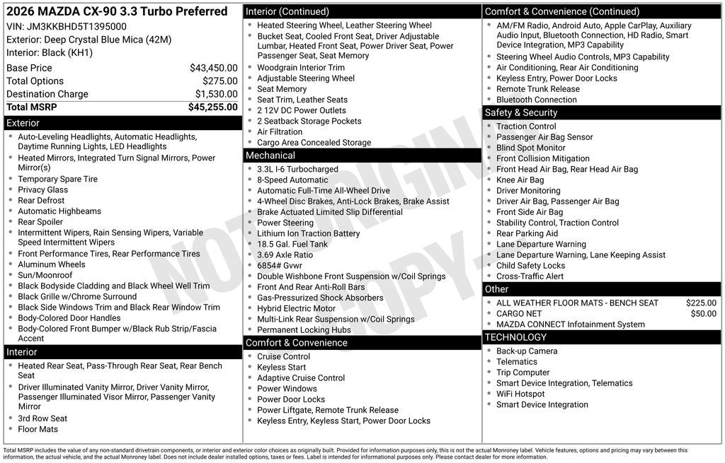 2026 Mazda Mazda CX-90 3.3 Turbo Preferred AWD
