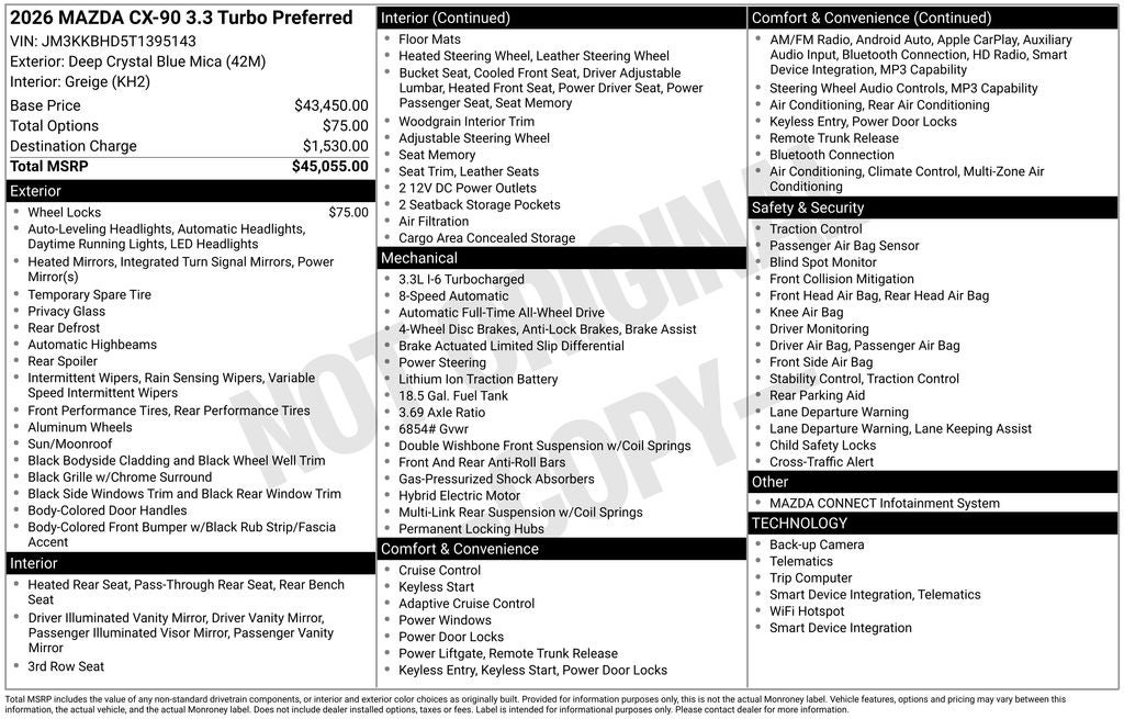 2026 Mazda Mazda CX-90 3.3 Turbo Preferred AWD
