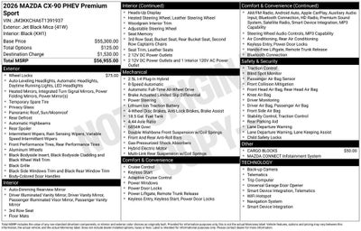 2026 Mazda Mazda CX-90 Plug-In Hybrid Premium Sport AWD