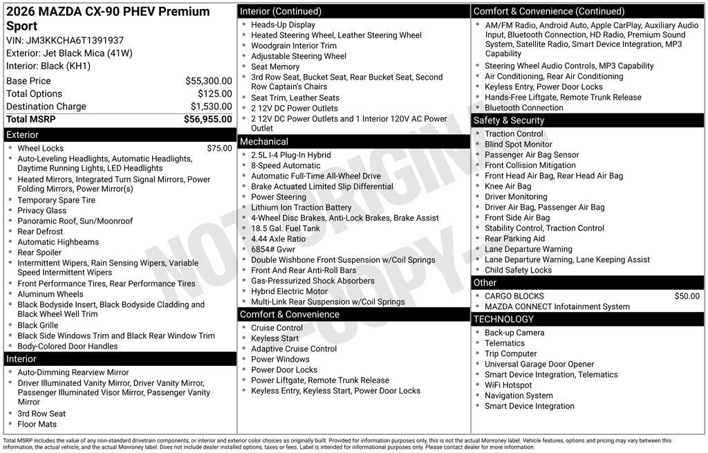 2026 Mazda Mazda CX-90 Plug-In Hybrid Premium Sport AWD