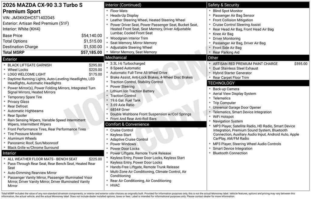 2026 Mazda Mazda CX-90 3.3 Turbo S Premium Sport AWD
