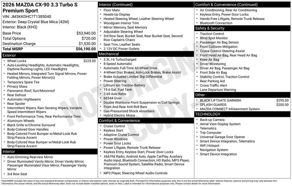 2026 Mazda Mazda CX-90 3.3 Turbo S Premium Sport AWD
