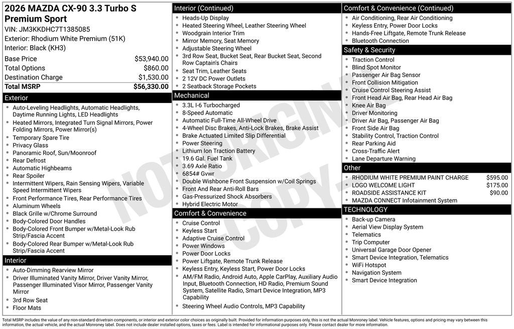 2026 Mazda Mazda CX-90 3.3 Turbo S Premium Sport AWD