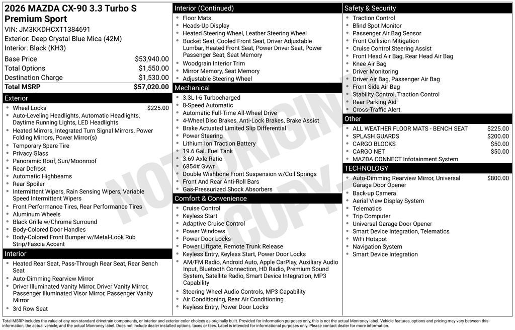 2026 Mazda Mazda CX-90 3.3 Turbo S Premium Sport AWD