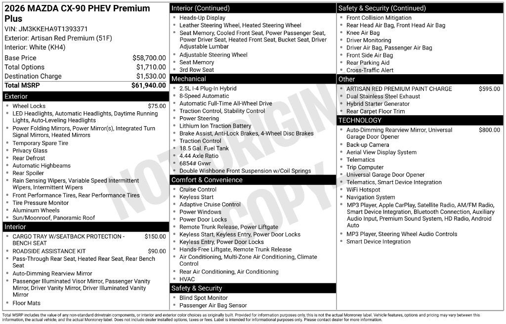 2026 Mazda Mazda CX-90 Plug-In Hybrid Premium Plus AWD