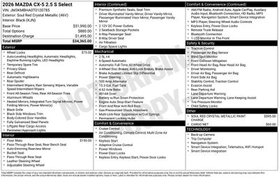 2026 Mazda Mazda CX-5 2.5 S Select AWD