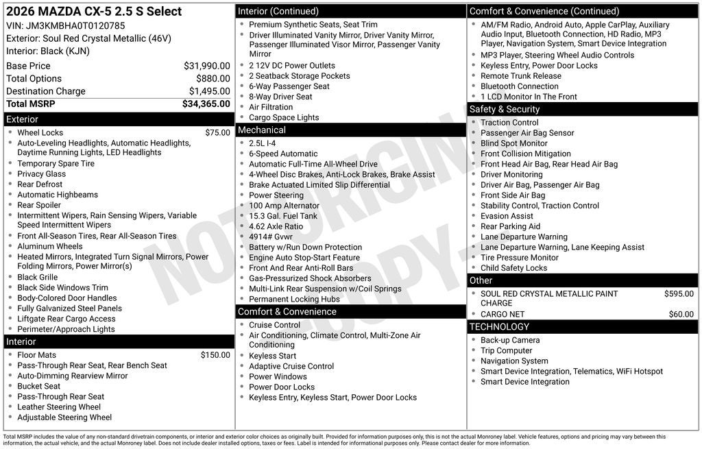 2026 Mazda Mazda CX-5 2.5 S Select AWD