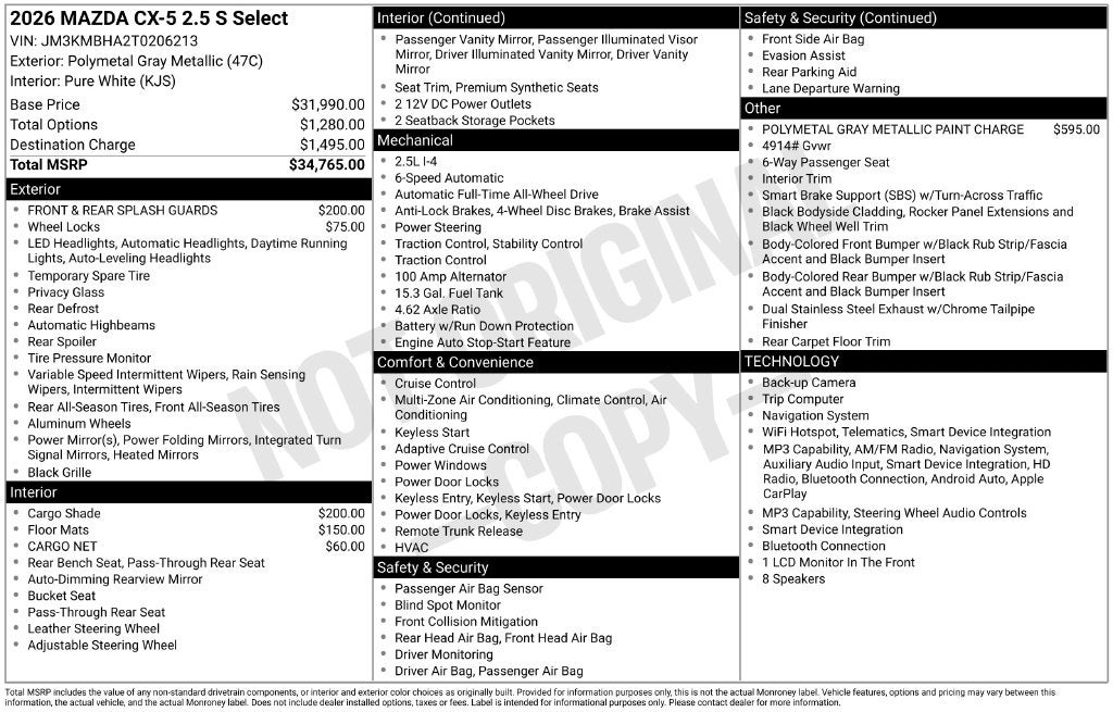 2026 Mazda Mazda CX-5 2.5 S Select AWD