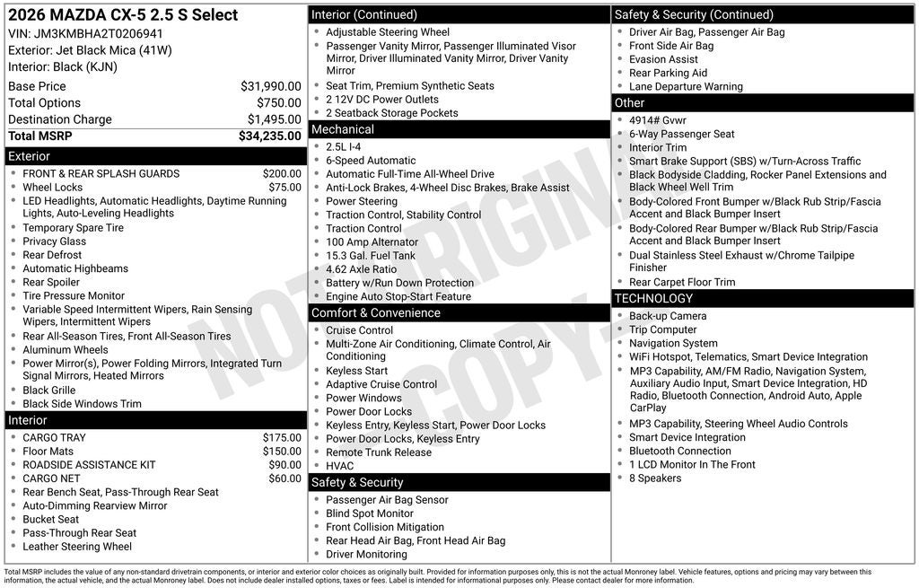 2026 Mazda Mazda CX-5 2.5 S Select AWD