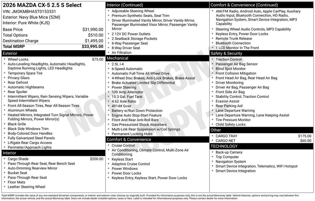 2026 Mazda Mazda CX-5 2.5 S Select AWD