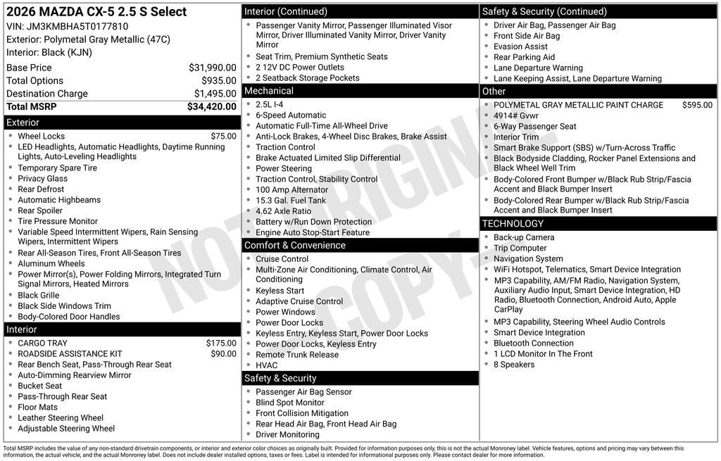 2026 Mazda Mazda CX-5 2.5 S Select AWD