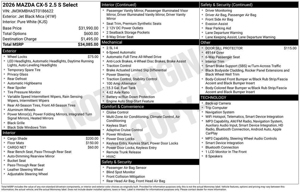 2026 Mazda Mazda CX-5 2.5 S Select AWD