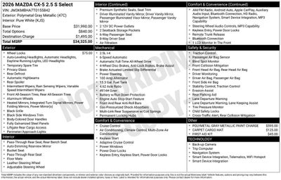 2026 Mazda Mazda CX-5 2.5 S Select AWD