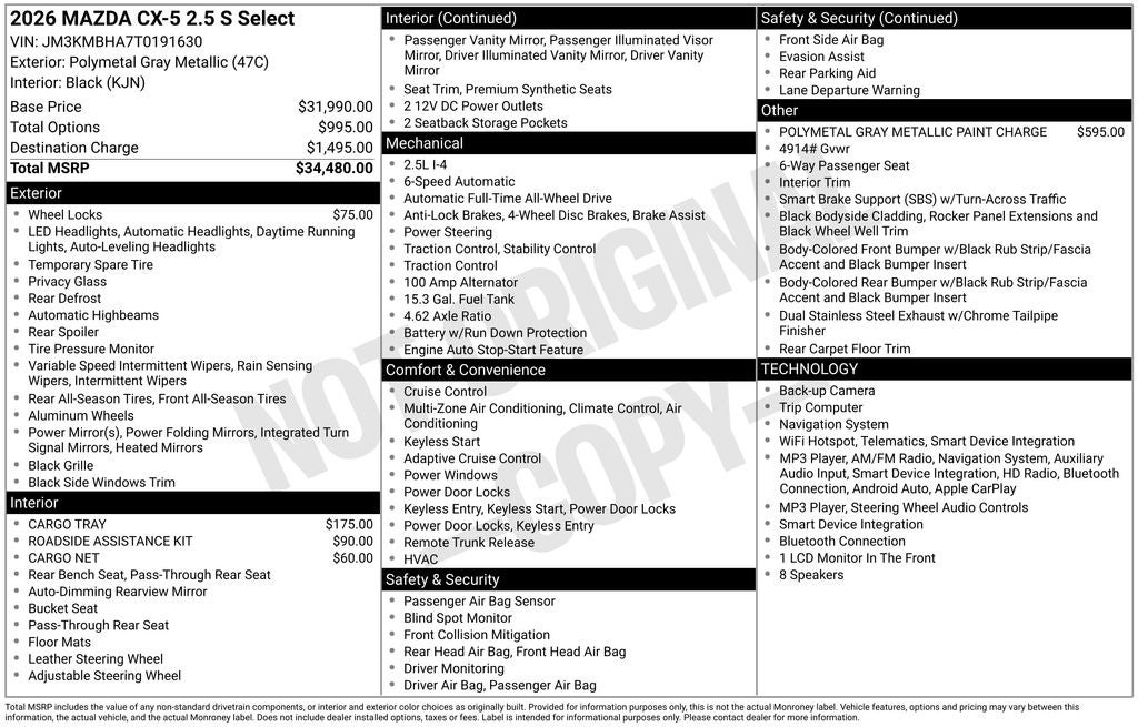 2026 Mazda Mazda CX-5 2.5 S Select AWD