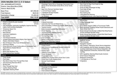 2026 Mazda Mazda CX-5 2.5 S Select AWD