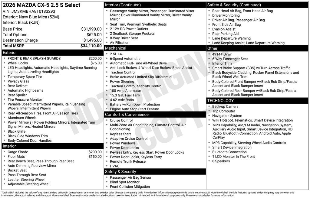2026 Mazda Mazda CX-5 2.5 S Select AWD