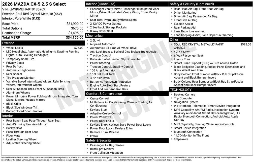 2026 Mazda Mazda CX-5 2.5 S Select AWD