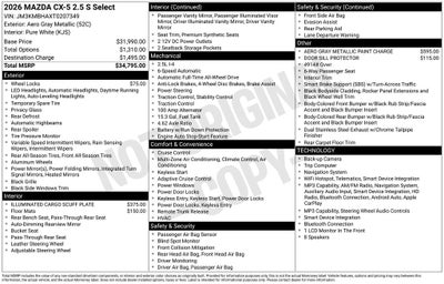 2026 Mazda Mazda CX-5 2.5 S Select AWD