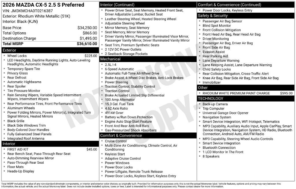 2026 Mazda Mazda CX-5 2.5 S Preferred AWD