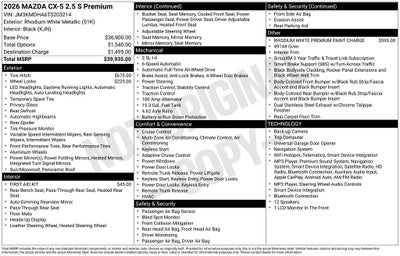 2026 Mazda Mazda CX-5 2.5 S Premium AWD