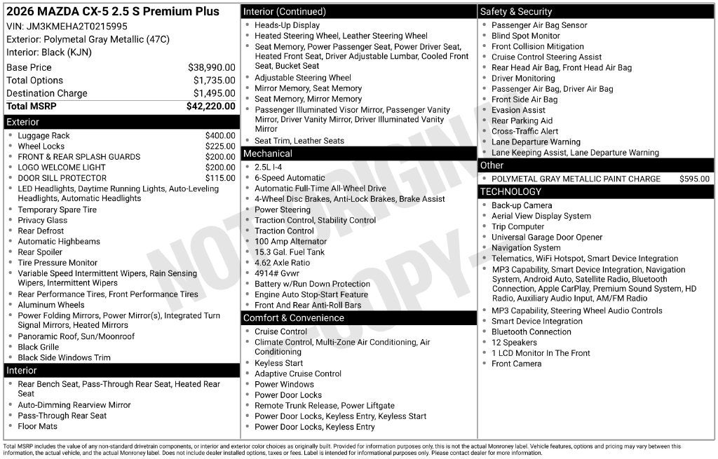 2026 Mazda Mazda CX-5 2.5 S Premium Plus AWD