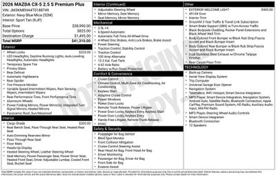 2026 Mazda Mazda CX-5 2.5 S Premium Plus AWD