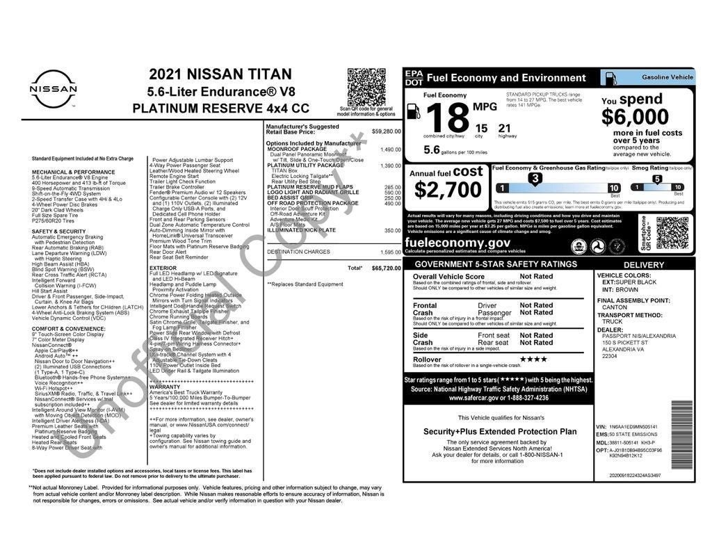 2021 Nissan Titan Platinum Reserve