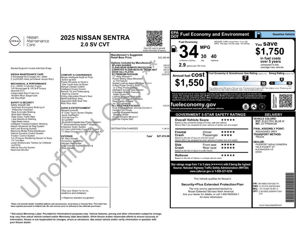 2025 Nissan Sentra SV Nissan Certified