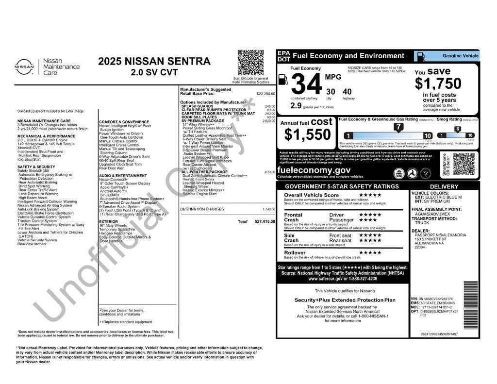 2025 Nissan Sentra SV Nissan Certified