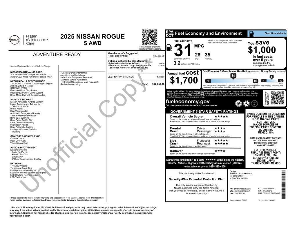 2025 Nissan Rogue S Nissan Certified