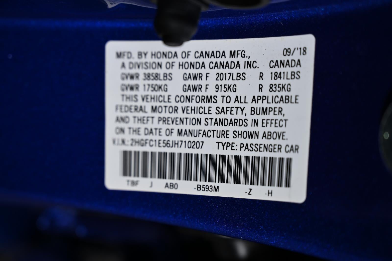 2018 Honda Civic Si Sedan 