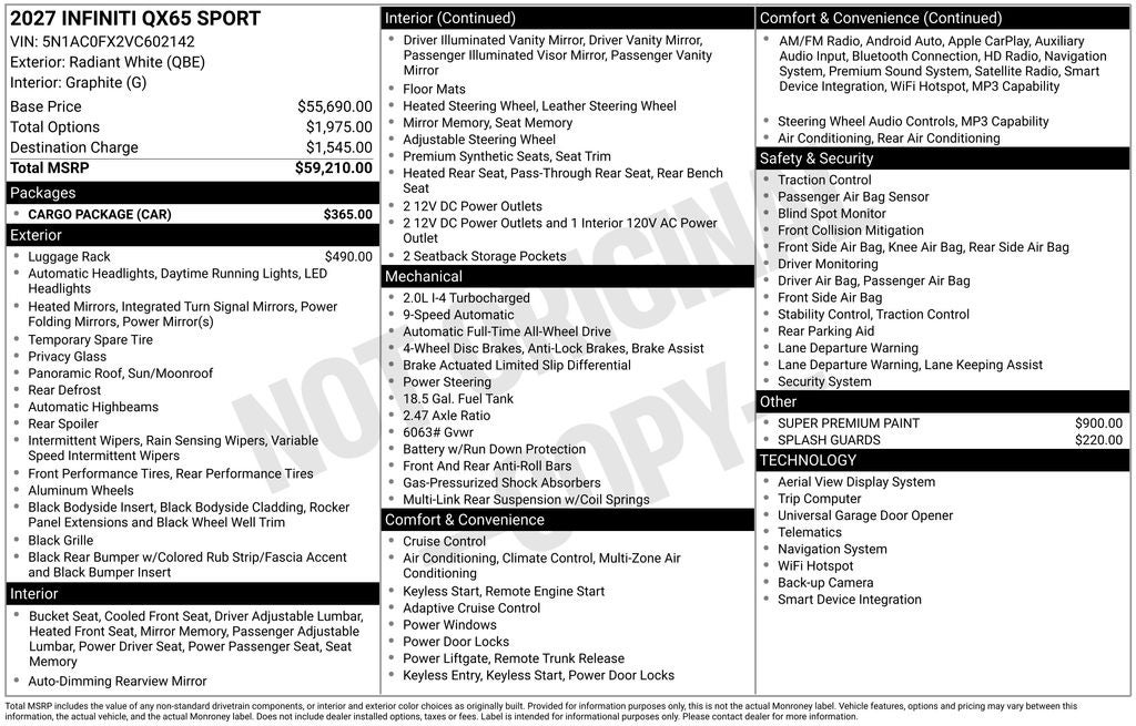 2027 INFINITI QX65 SPORT